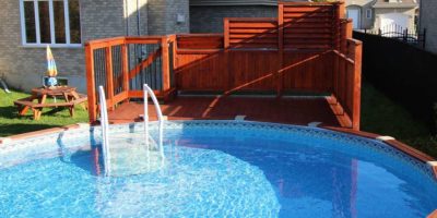 3 Tiered Louvered Privacy Pool Enclosure with Privacy Deck