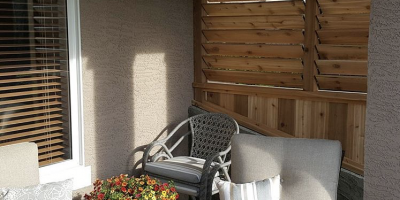 @leonlewt Louvered Privacy Wall, cozy private walk out patio area