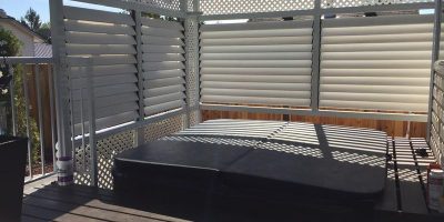 Hot Tub Enclosure with White Louvers