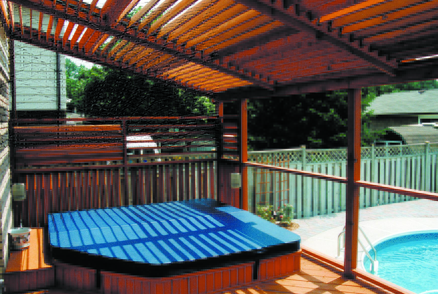 Hot Tub enclosures prepared with FLEXFence DIY Louver Kit - FlexFence
