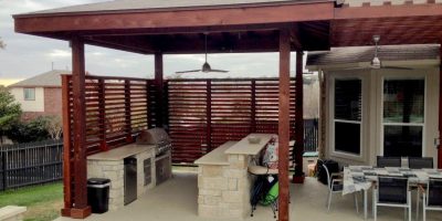 Outdoor BBQ Enclosure with Louvers