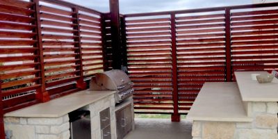 Outdoor Barbeque Enclosure with Louvers
