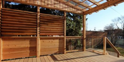 Louvered Pergola with Privacy Wall