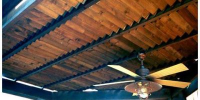 Pergola with Louvered Ceiling and Fan