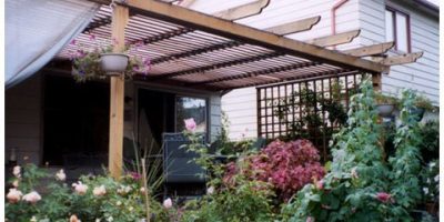 Louvered Roof Pergola Created with FLEXfence