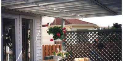 Louvered Pergola with Privacy Wall