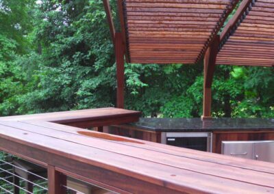 Barbeque deck with louvers
