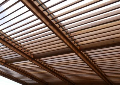 Top Details of Louvered Roof Pergola Created With FLEXFence Louver